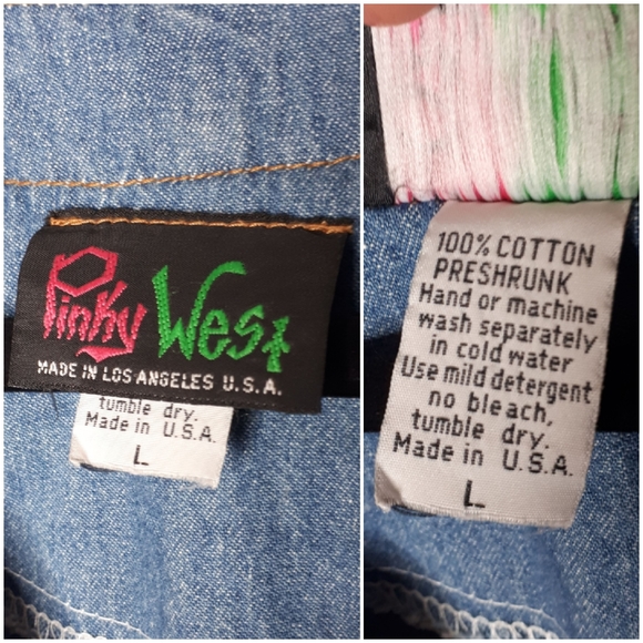 Pinky West Denim Batwing Jacket Silver Studs Large - Picture 9 of 9